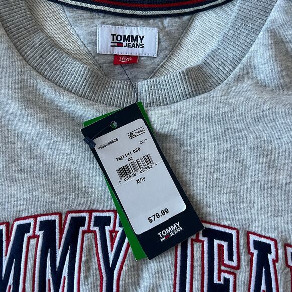 Tommy Hilfiger Jeans Sweatshirt Tunic Dress Embroidered Crew Neck Gray XS NWT - Picture 7 of 9
